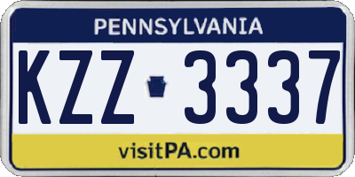 PA license plate KZZ3337
