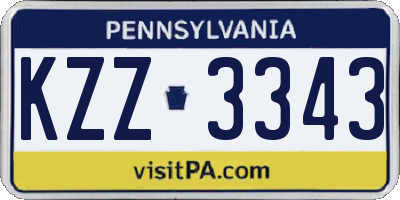 PA license plate KZZ3343