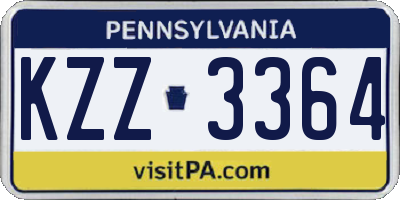 PA license plate KZZ3364