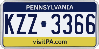 PA license plate KZZ3366