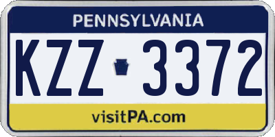 PA license plate KZZ3372