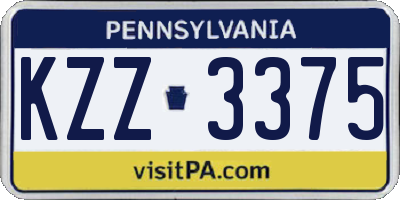 PA license plate KZZ3375