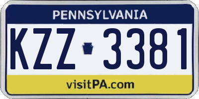PA license plate KZZ3381