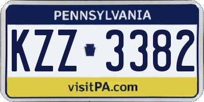 PA license plate KZZ3382
