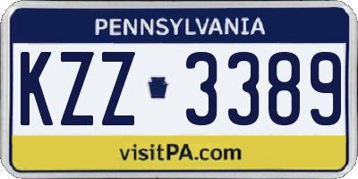 PA license plate KZZ3389