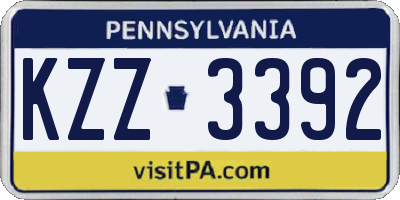 PA license plate KZZ3392