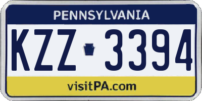 PA license plate KZZ3394