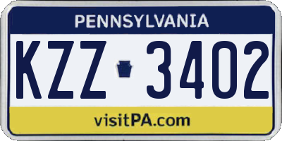 PA license plate KZZ3402