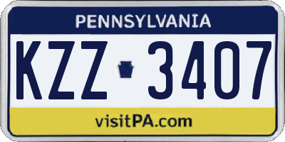 PA license plate KZZ3407