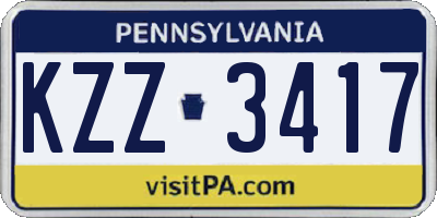 PA license plate KZZ3417
