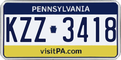 PA license plate KZZ3418