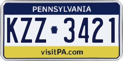 PA license plate KZZ3421