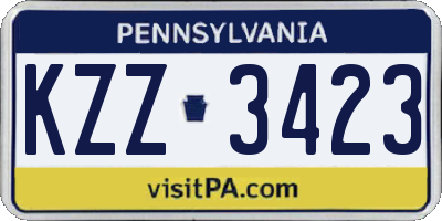 PA license plate KZZ3423