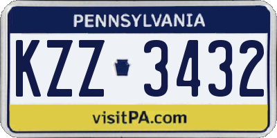 PA license plate KZZ3432