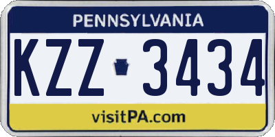 PA license plate KZZ3434