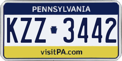 PA license plate KZZ3442