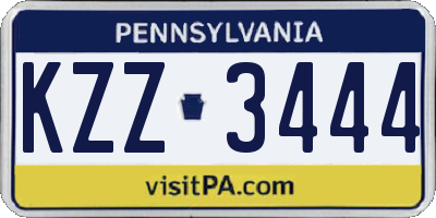 PA license plate KZZ3444