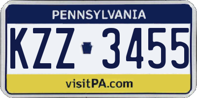 PA license plate KZZ3455