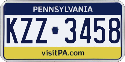 PA license plate KZZ3458