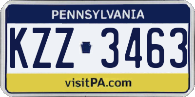 PA license plate KZZ3463