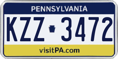 PA license plate KZZ3472