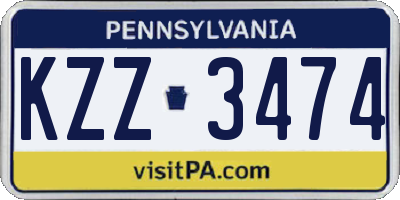 PA license plate KZZ3474