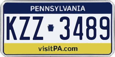 PA license plate KZZ3489