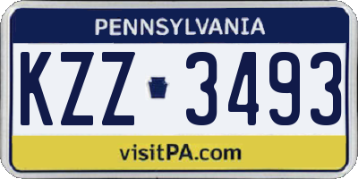 PA license plate KZZ3493