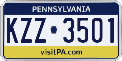 PA license plate KZZ3501
