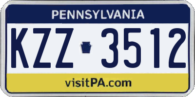 PA license plate KZZ3512