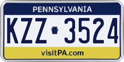 PA license plate KZZ3524