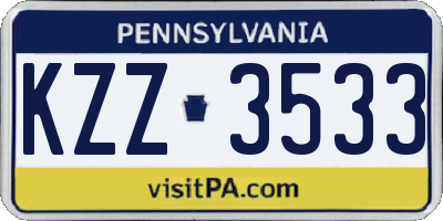 PA license plate KZZ3533