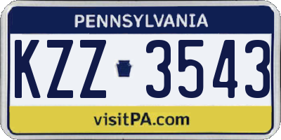 PA license plate KZZ3543