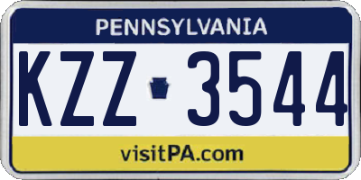 PA license plate KZZ3544