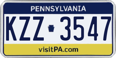 PA license plate KZZ3547