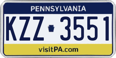 PA license plate KZZ3551