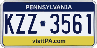 PA license plate KZZ3561
