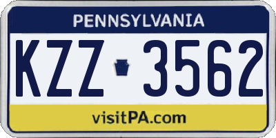 PA license plate KZZ3562