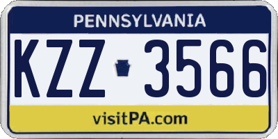 PA license plate KZZ3566