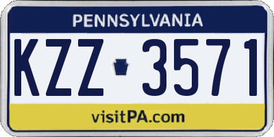 PA license plate KZZ3571