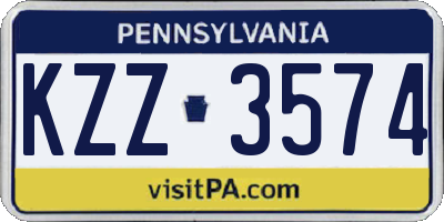 PA license plate KZZ3574