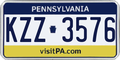 PA license plate KZZ3576