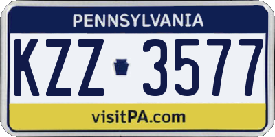 PA license plate KZZ3577