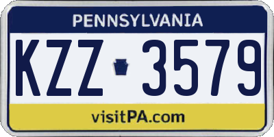 PA license plate KZZ3579