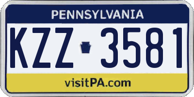 PA license plate KZZ3581