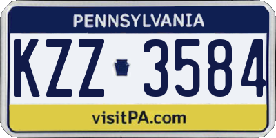 PA license plate KZZ3584