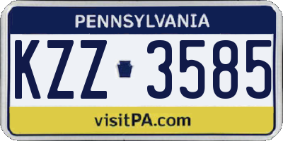 PA license plate KZZ3585