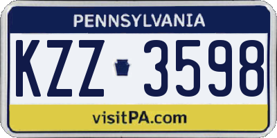 PA license plate KZZ3598