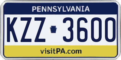 PA license plate KZZ3600