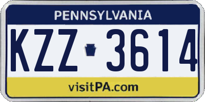 PA license plate KZZ3614